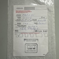 Cartão de imigração Shirley MacLaine assinado à mão e concluído do Reino Unido 1985 comprar usado  Enviando para Brazil