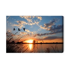 Obraz na płótnie Natura Zachód słońca nad jeziorem Premium Canvas, używany na sprzedaż  PL
