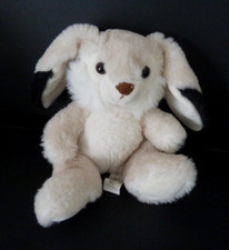 SD. Doudou peluche PIA International Lapin Ecru blanc noir nez marron 21cm TTBE, usado comprar usado  Enviando para Brazil