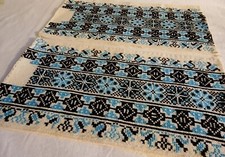 2 Ethnic Bohemian Slavic Hand Embroidered Cross Stitch Table Mat Tray Cloths  comprar usado  Enviando para Brazil