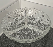 PRATO DE CRISTAL Vintage Dividido Porção Prato de Vidro Prensado Recortado Transparente França comprar usado  Enviando para Brazil