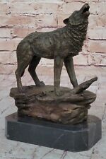 Usado, Estátua de bronze lobo chorão mascote jardim escultura quintal presente/decoração feita à mão comprar usado  Enviando para Brazil