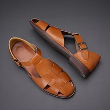 Sandalias estilo romano para hombre punta cerrada hebilla planas informales zapatos de negocios verano talla segunda mano  Embacar hacia Mexico
