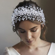 Tiara feminina tiara princesa casamento pérola cristal feita à mão 9 cm de largura comprar usado  Enviando para Brazil