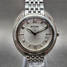 Relógio feminino Bulova diamante 30 mm mostrador prata tom prata 96R212 nova bateria comprar usado  Enviando para Brazil