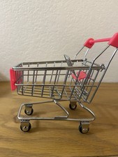 Mini carrinho de compras de metal prata e rosa para bonecas brinquedo comprar usado  Enviando para Brazil
