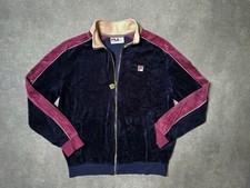 FILA bluza welur Y2K vintage | velour zip M unisex | retro burgund navy na sprzedaż  PL