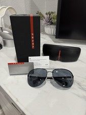 Óculos de sol Prada piloto sem aro preto cinza PS56MS SPS 56M 1BO-1A1 62mm, usado comprar usado  Enviando para Brazil