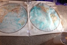 Usado, Pôster de parede russo mapa do mundo da Terra plana 1988 com rotas de Magalhães 1519-1522 comprar usado  Enviando para Brazil