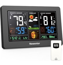Estação meteorológica de parede sem fio portátil tela colorida LCD preta Newentor FJ3378 comprar usado  Enviando para Brazil