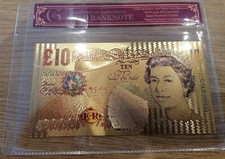 Złoty banknot sztabka moneta bulion inwestycyjny 10 £ banknot certyfikowany inflacja pieniądze: złoto, używany na sprzedaż  Wysyłka do Poland