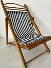 Cadeira de praia boneca urso ajustável tecido de madeira azul e branco mais antigo COMO ESTÁ comprar usado  Enviando para Brazil