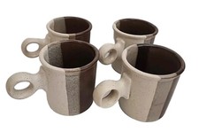 Conjunto de 4 canecas Jim McBride vintage factory marrom ágata passagem grés alça anel   comprar usado  Enviando para Brazil