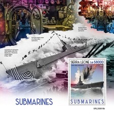 Folha de selo submarino classe Gato dos EUA ROBALO (SS-273) Segunda Guerra Mundial (2020 Serra Leoa) comprar usado  Enviando para Brazil