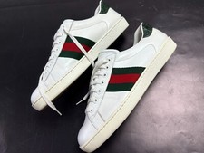 Używany, Męskie buty sportowe GUCCI 386750 Ace białe skórzane siatka czerwone zielone buty -rozmiar 8 27cm na sprzedaż  PL
