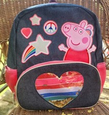 Mochila Peppa Pig licenciada glitter arco-íris coração alças bolsos bolsa overnite  comprar usado  Enviando para Brazil