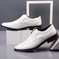 Oxfords masculinos de couro vestido formal de negócios com cadarço pontiagudo Brogue sapatos de casamento comprar usado  Enviando para Brazil