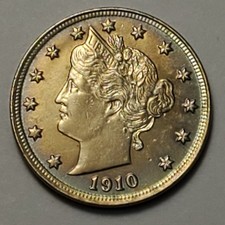 #2 Mais Bonito Baixo Vintage Negócio Não Circulado++ 1910 Liberty Head Níquel, Tonificado, usado comprar usado  Enviando para Brazil