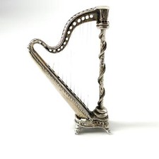 Vintage Esterlina Grande Instrumento Musical Cordas Harpa Figura Exibição Miniatura comprar usado  Enviando para Brazil