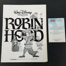 Libro de campaña de expositores de Disney Robin Hood lanzamiento original ~ Certificado de autenticidad de Disney segunda mano  Embacar hacia Mexico