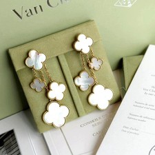 Van Cleef Arpels Magic Alhambra Earrings 18K Yellow Gold Mother Of Pearl AU750 comprar usado  Enviando para Brazil