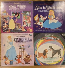 4 LP Vintage Disney Vinyl Lot Alice In Wonderland Lady & The Tramp Cinderella   comprar usado  Enviando para Brazil