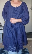 Navy blue broderie for sale  HULL