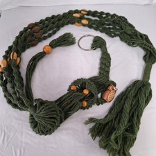 Macramê coruja verde vintage 85" contas cabide planta dupla boho hippie jardim interno comprar usado  Enviando para Brazil