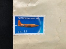 Selo comemorativo EUA 32 centavos 1996 USAF Jet First Supersonic Flight 1947, usado comprar usado  Enviando para Brazil