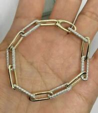 Brazalete brillante tenis diamante simulado redondo de 5 quilates de oro amarillo de 14 quilates para mujer segunda mano  Embacar hacia Argentina