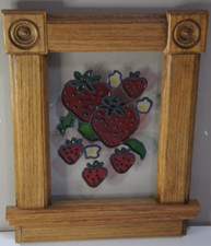 Decoração de parede vintage retrô de morango com moldura de madeira comprar usado  Enviando para Brazil