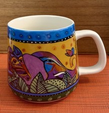Caneca de café de porcelana Egan Laurel Burch Jungle Animals 12 oz. MUITO COLORIDO! comprar usado  Enviando para Brazil
