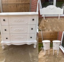 white shabby chic bedroom furniture set for sale  DONCASTER