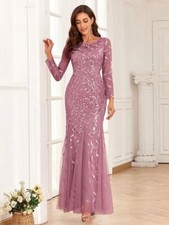 Vestidos de noite gola O manga completa tule longo vestido de festa elegante vestido formal, usado comprar usado  Enviando para Brazil