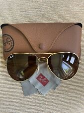 Óculos de sol Ray Ban aviador masculino 58 mm armação dourada/vidro marrom comprar usado  Enviando para Brazil