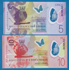 Saint Thomas and Prince 2 notas 5 + 10 P- 70 + 71 2016 polímero UNC Santo Tomo y segunda mano  Embacar hacia Mexico