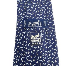Gravata Hermes masculina azul marinho geométrica cetim seda 7680 TA 3,5" (W) x 57" (L) guc comprar usado  Enviando para Brazil