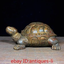 Colección antigua china de 7,4" de tortuga antigua de cobre y arcilla oro segunda mano  Embacar hacia Mexico