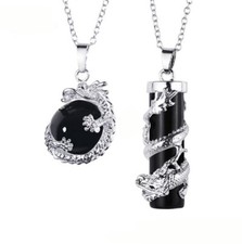Conjunto de pingentes de colar de prata coluna dragão Dragon Ball casal amor ágata preta comprar usado  Enviando para Brazil