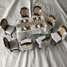 conjunto de móveis de madeira para sala de jantar casa de bonecas mesa 8 cadeiras comprar usado  Enviando para Brazil
