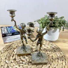 Paire bougeoirs laiton d'occasion  Saint-Genest-Malifaux