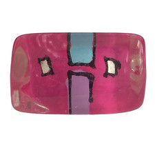 Anel de acrílico vintage Lucite tamanho 8 retrô abstrato pintado à mão rosa roxo branco comprar usado  Enviando para Brazil