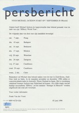 Michael Jackson - Persbericht - June 3, 1996 [Holland] - Press Release comprar usado  Enviando para Brazil