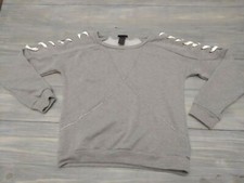 Usado, Moletom feminino Rue21 pulôver cinza grande exclusivo mangas com cadarço comprar usado  Enviando para Brazil