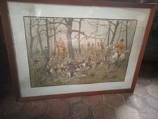 Gravure chasse encadree d'occasion  Gournay-en-Bray