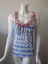 Regata Anthropologie pequena amarela botão azul bóia Fairway algodão náutico M, usado comprar usado  Enviando para Brazil