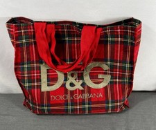 Bolsa de mão DOLCE & GABBANA D&G logotipo autêntica xadrez tartan feltro vermelho comprar usado  Enviando para Brazil