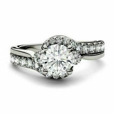 Anel de casamento clássico 1,90 CT redondo simulado brilhante safira branca redemoinho bypass comprar usado  Enviando para Brazil