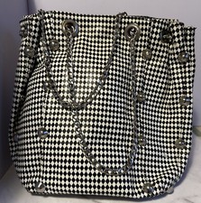 BOLSA BALDE CARMEN STEFFENS branca/preta xadrez cravejada corrente retrô 31-9 comprar usado  Enviando para Brazil
