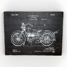 Arte de parede Harley Davidson motocicleta 1928 desenho patenteado madeira prancha 24" x 18" 4 lb, usado comprar usado  Enviando para Brazil